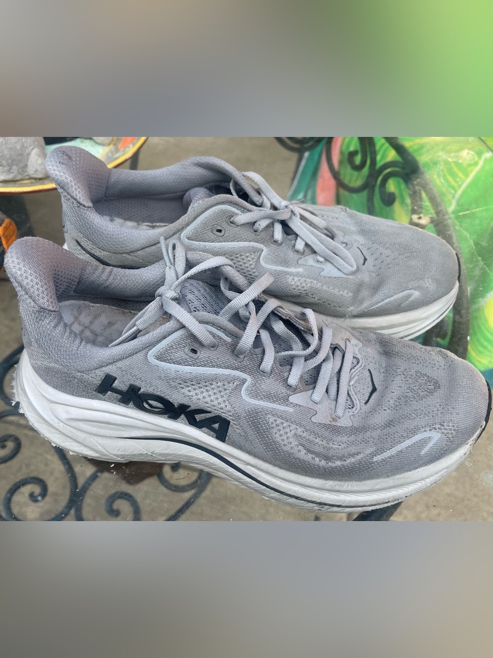 HOKA Clifton 10 Men’s Size 8.5 Gray Running Shoes 👟 Casual Comfort Walking